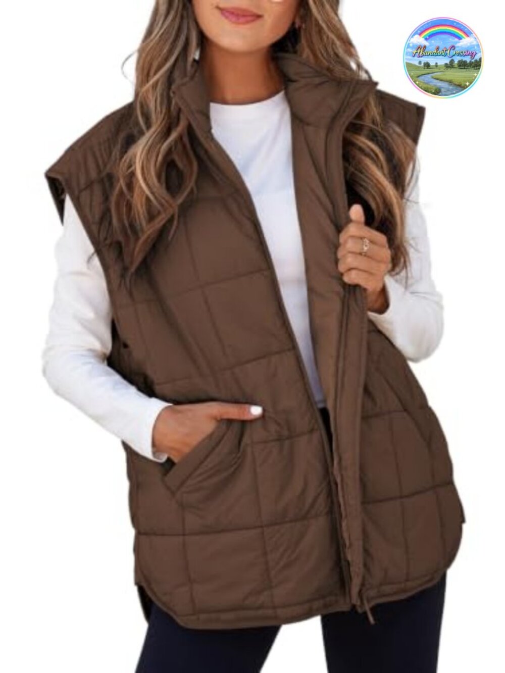 EVALESS Quilted Puffer Vest Cap Sleeve Zip Up Womens Outerwear